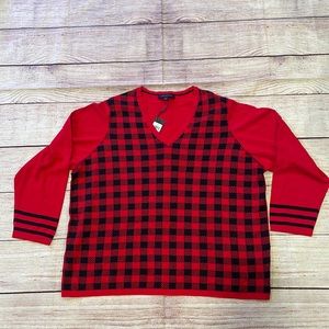 NWT | Tommy Hilfiger | long sleeve sweater | red and black | size 3X